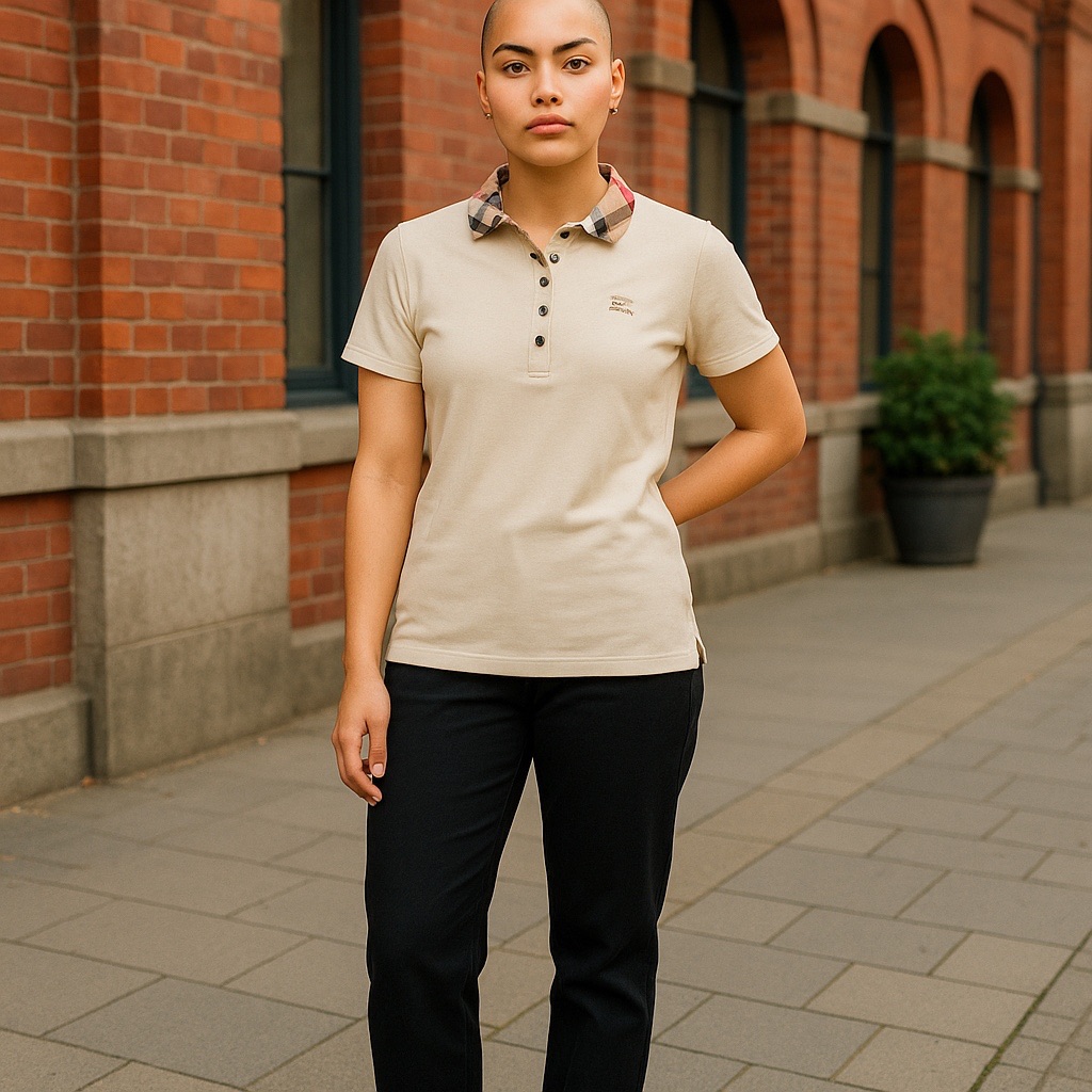 Burberry Beige Polo With Checkered Collar